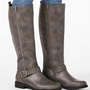 JustFab Gray Wide Calf Boots